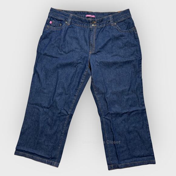 Woman Within 22W Petite Straight Leg Jeans Dark Wash Denim Plus Comfort Everyday - Picture 1 of 6